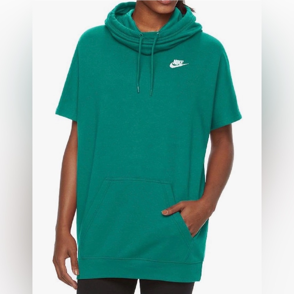 nike mens pullover blue  Hoodie Short Sleeve With Pocket Pull String Sz Small